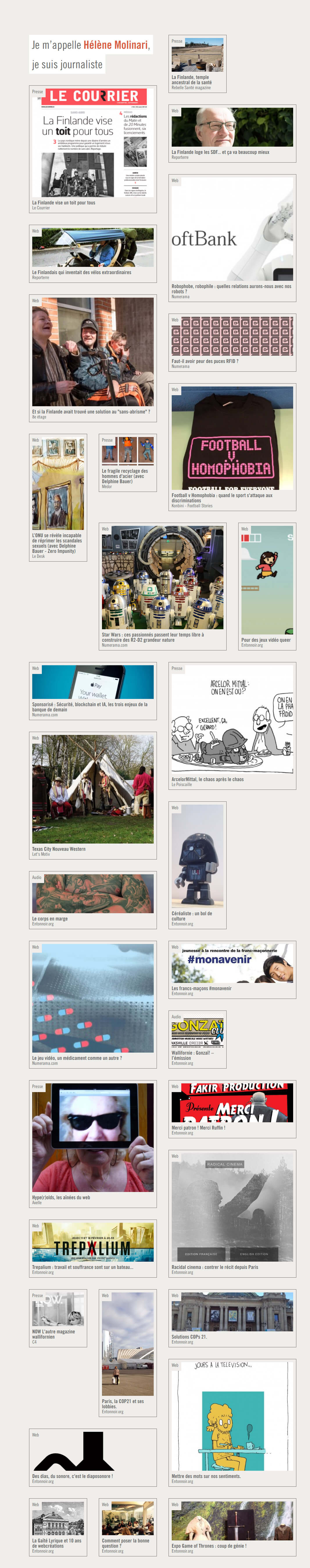 Page d'accueil work - Hélène Molinari