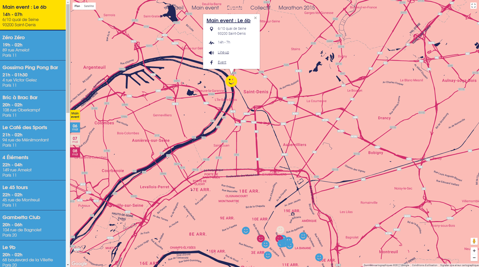 Carte évènements - Marathon Électronique