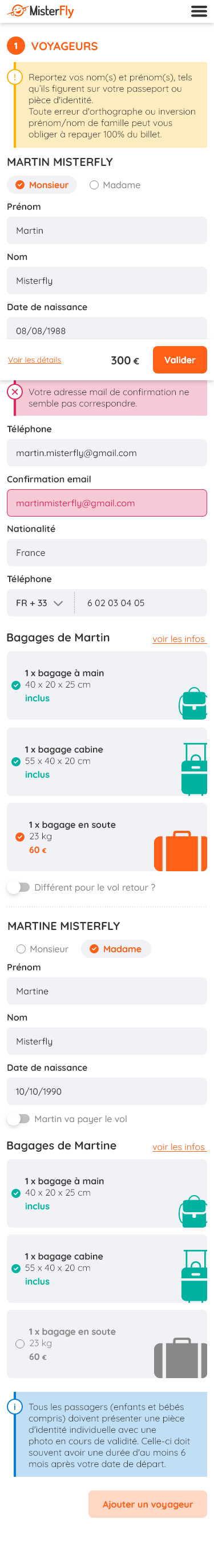 Tunnel d'achat mobile - MisterFly