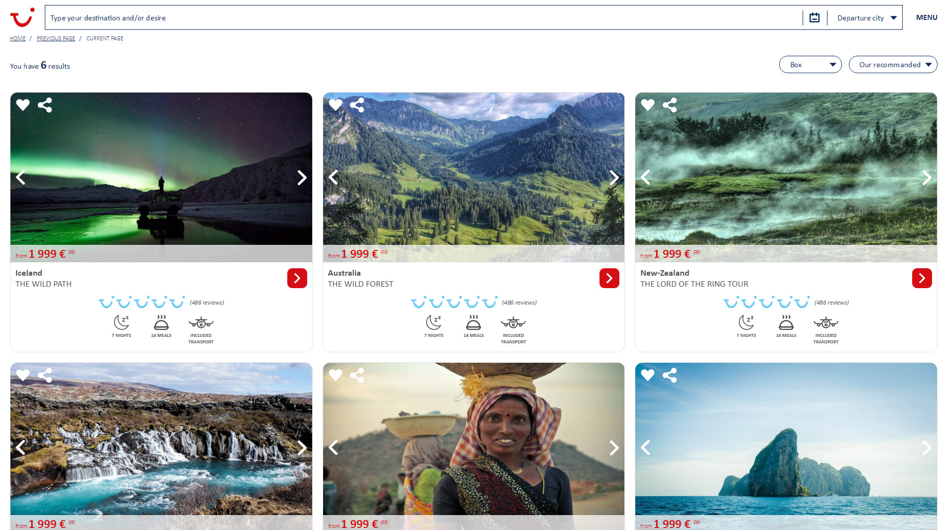 Tours liste de résultats 2 - TUI